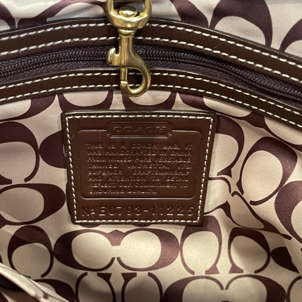 Coach Brown Braided Leather Shoulder Tote with Horsebit Accent - Picture 10 of 13